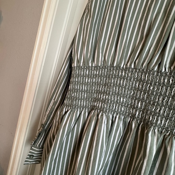 Universal Standard Hamptons Smocked Shirtdress size L 22/24 Green and white - Picture 13 of 13